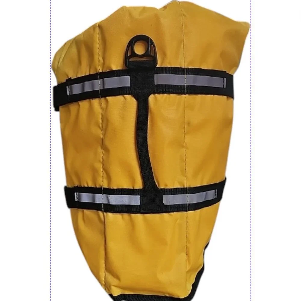 NWoT Yellow Dog Life Jacket with Black Straps fits medium size dog - adjustable